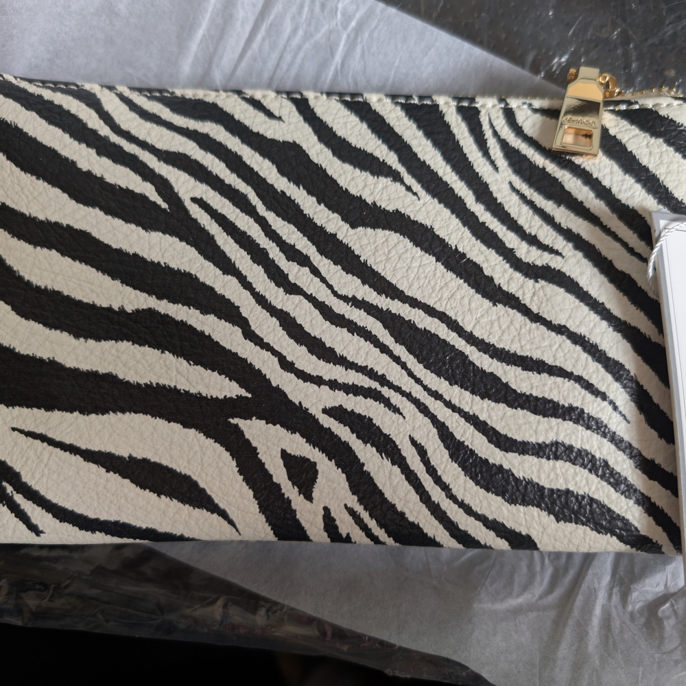 Zebra Print Clutch with Gold Accent